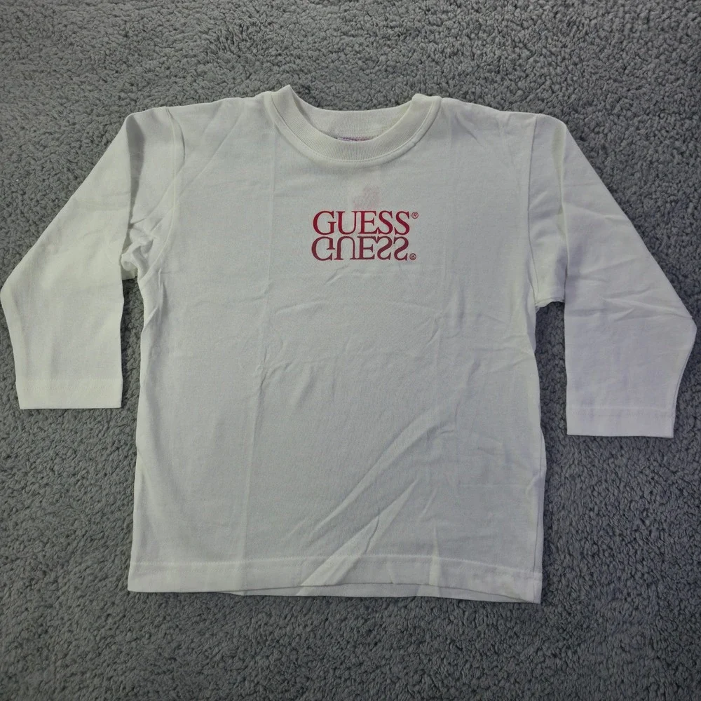 Vintage Guess by Georges Marciano Kids White Long Sleeve T-Shirt Size 4Y-5Y NEW